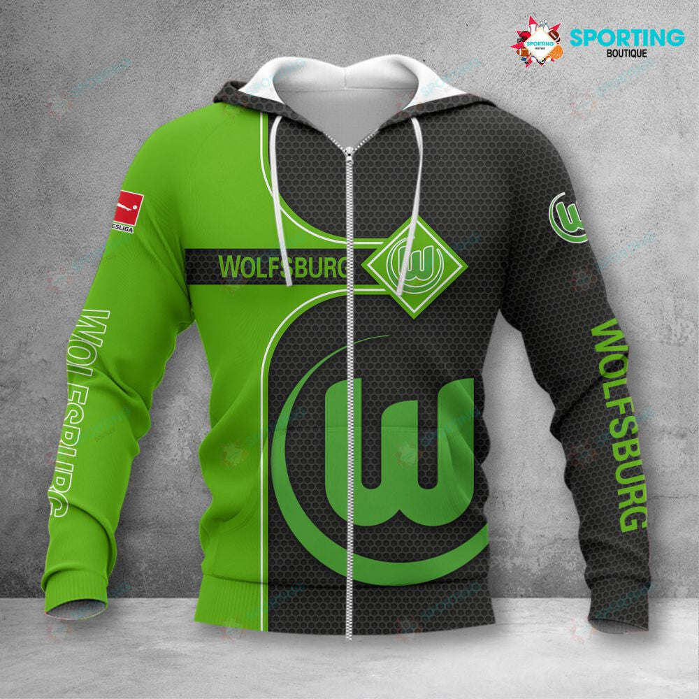 VfL Wolfsburg Hoodie Zip Herren | WOB Kapuzenjacke mit Reißverschluss VITC3117