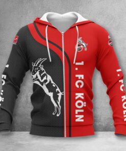 1. FC Köln Hoodie Zip Herren | Effzeh Kapuzenjacke mit Reißverschluss WINA2500