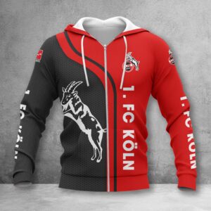 1. FC Köln Hoodie Zip Herren | Effzeh Kapuzenjacke mit Reißverschluss WINA2500