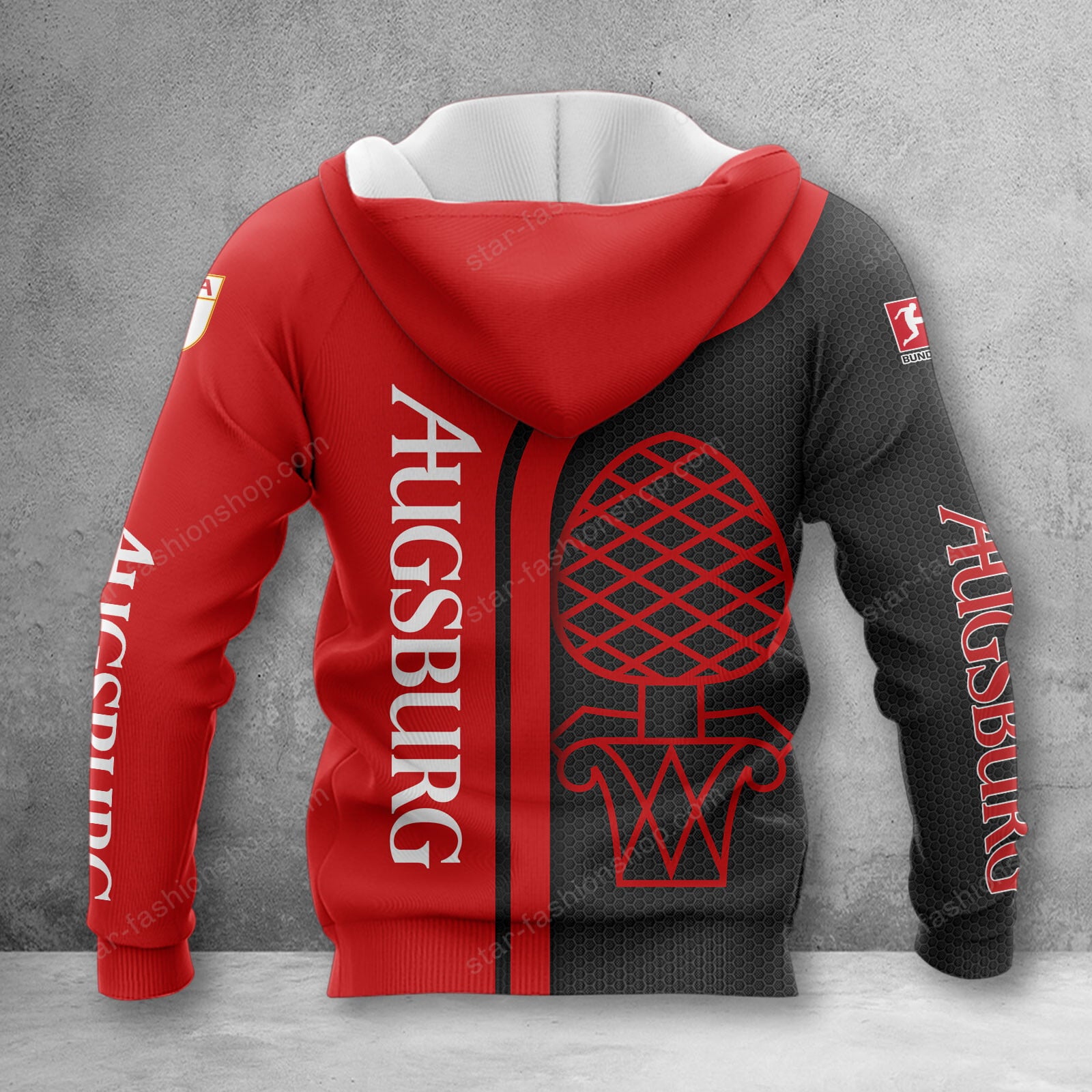 FC Augsburg Hoodie Zip Herren | FCA Kapuzenjacke mit Reißverschluss WINA2506 – Bild 2