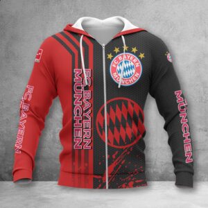 Bayern München Hoodie Zip Herren | FCB Kapuzenjacke mit Reißverschluss WINA2748