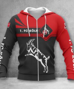 1. FC Köln Hoodie Zip Herren | Effzeh Kapuzenjacke mit Reißverschluss WINA3154