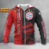 Bayern München Hoodie Zip Herren | FCB Kapuzenjacke mit Reißverschluss WINA3219
