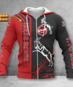 1. FC Köln Hoodie Zip Herren | Effzeh Kapuzenjacke mit Reißverschluss WINA3212