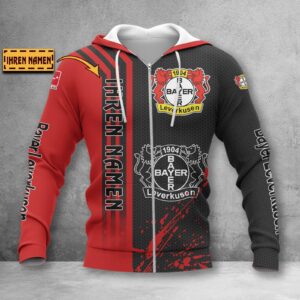 Bayer 04 Leverkusen Hoodie Zip Herren | B04 Kapuzenjacke mit Reißverschluss WINA3214