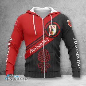 FC Augsburg Hoodie Zip Herren | FCA Kapuzenjacke mit Reißverschluss WINA2859