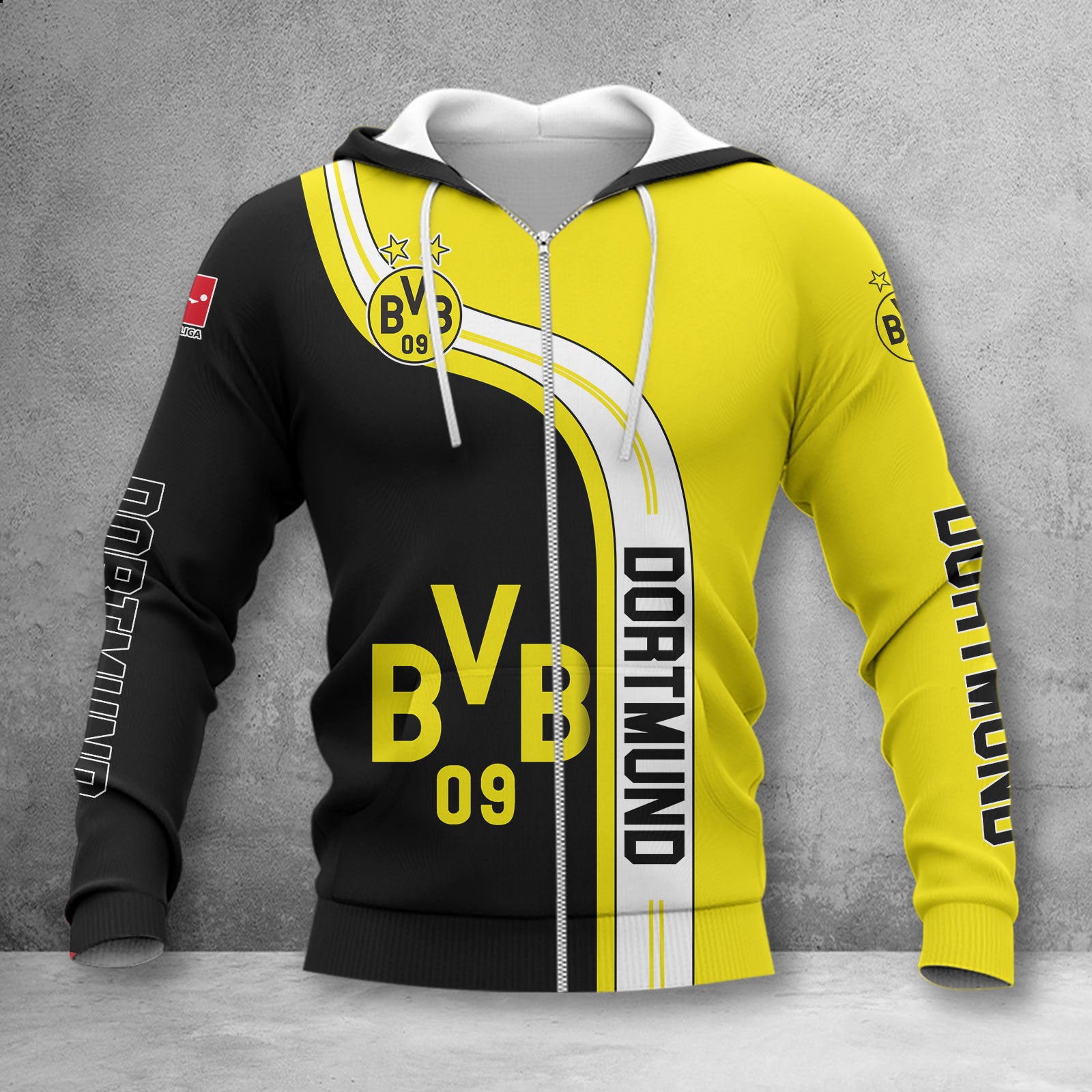 Borussia Dortmund Hoodie Zip Herren | BVB Kapuzenjacke mit Reißverschluss WINA2800