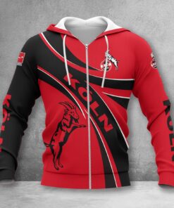 1. FC Köln Hoodie Zip Herren | Effzeh Kapuzenjacke mit Reißverschluss WINA2444