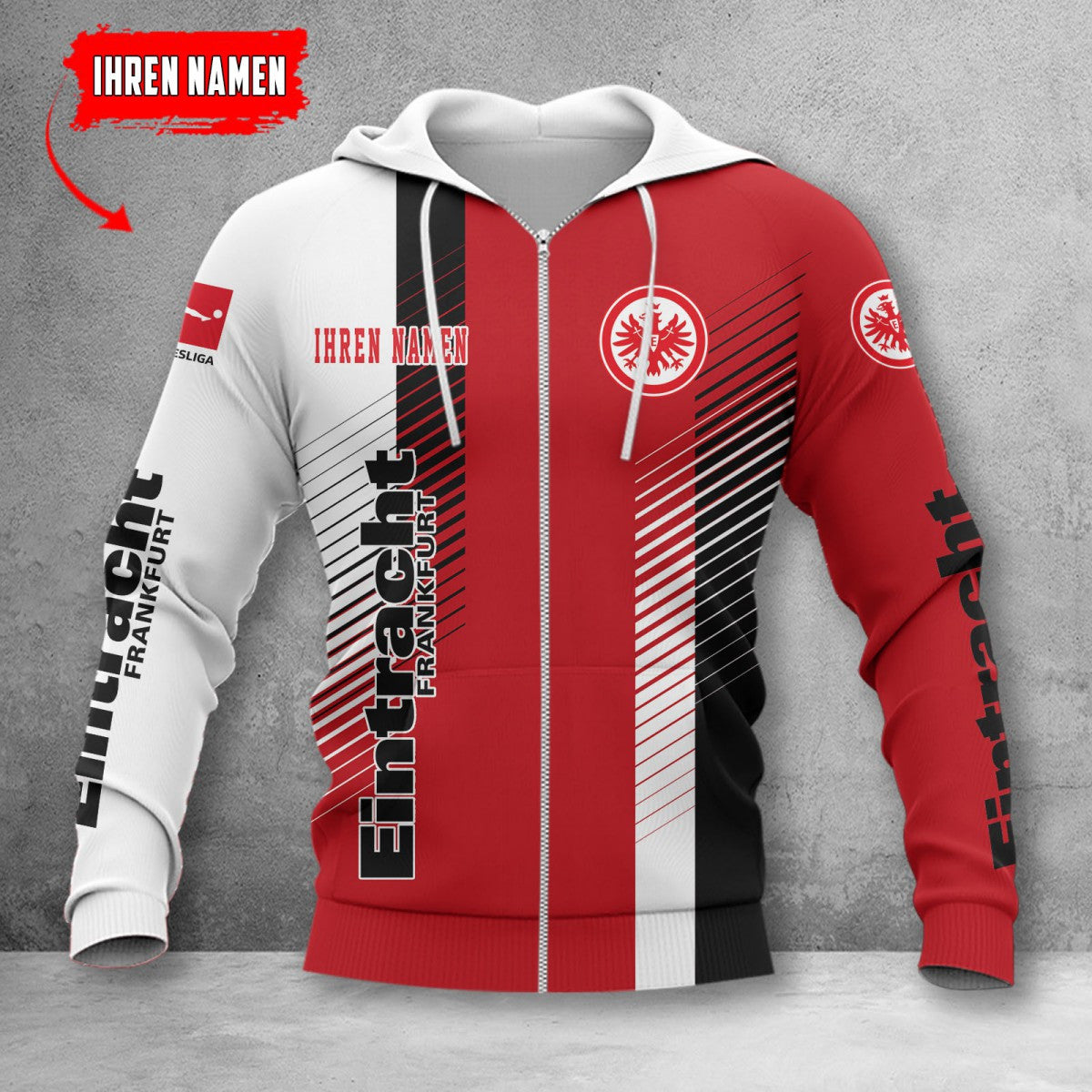 Eintracht Frankfurt Hoodie Zip Herren | SGE Kapuzenjacke mit Reißverschluss WINA10723