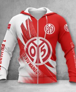 1. FSV Mainz 05 Hoodie Zip Herren | Mainz 05 Kapuzenjacke mit Reißverschluss WINA23155