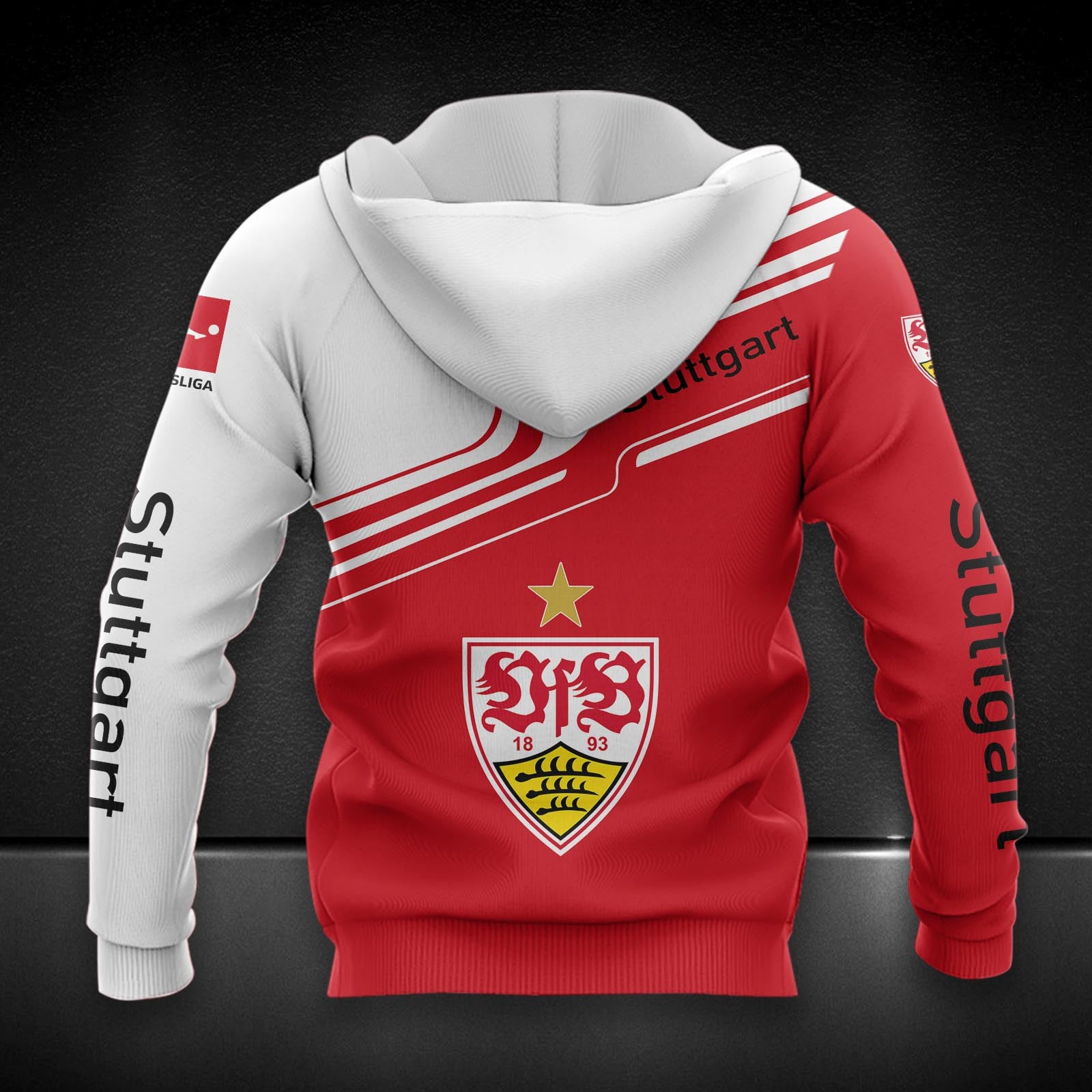 VfB Stuttgart Hoodie Zip Herren | VfB Kapuzenjacke mit Reißverschluss DDQQA80226 – Bild 2