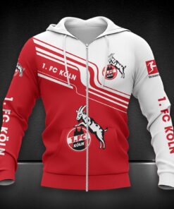 1. FC Köln Hoodie Zip Herren | Effzeh Kapuzenjacke mit Reißverschluss DDQQA80212