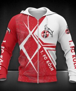 1. FC Köln Hoodie Zip Herren | Effzeh Kapuzenjacke mit Reißverschluss DDQQA90212