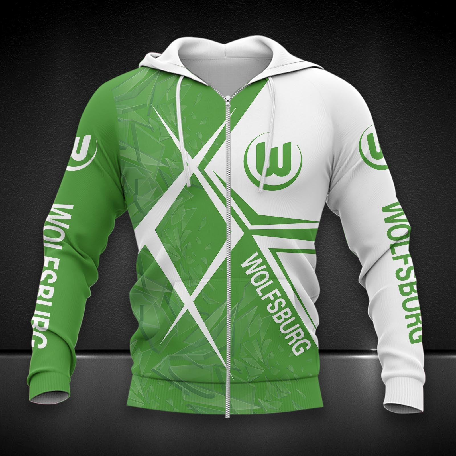 VfL Wolfsburg Hoodie Zip Herren | WOB Kapuzenjacke mit Reißverschluss DDQQA90228