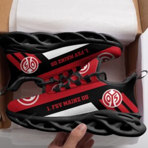 Alternative view of 1. FSV Mainz 05 Logo Schwarz Streifenmuster Schuhe