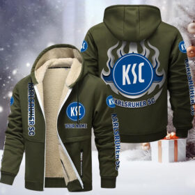 Karlsruher SC Gefütterte Kapuzenjacke – KSC Samt Zip-Hoodie
