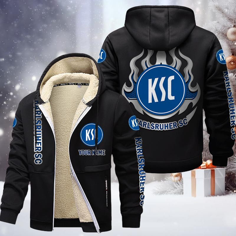 Karlsruher SC Gefütterte Kapuzenjacke - KSC Samt Zip-Hoodie – Bild 3