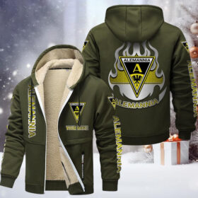 Alemannia Aachen Gefütterte Kapuzenjacke – AAC Samt Zip-Hoodie