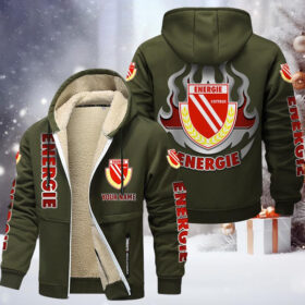Energie Cottbus Gefütterte Kapuzenjacke – FCE Samt Zip-Hoodie (Ver.2)