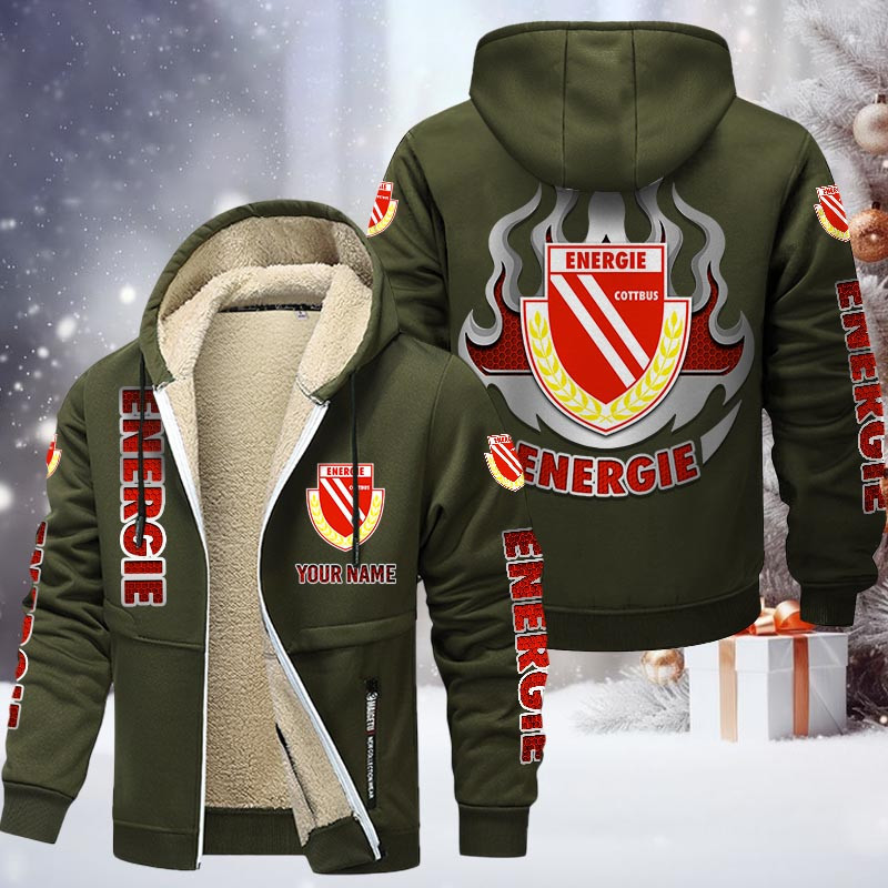 Energie Cottbus Gefütterte Kapuzenjacke - FCE Samt Zip-Hoodie (Ver.2)