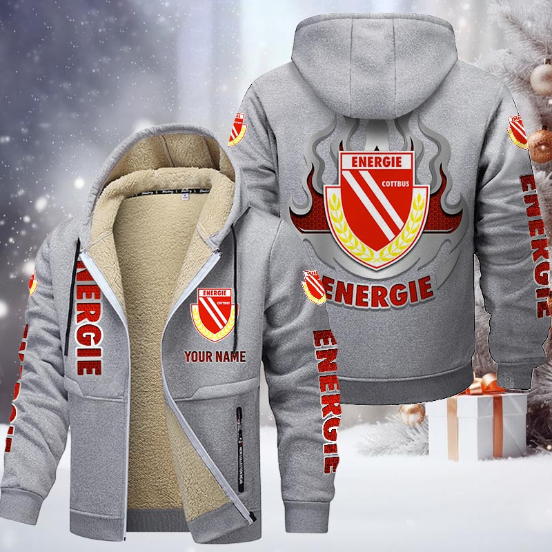 Energie Cottbus Gefütterte Kapuzenjacke - FCE Samt Zip-Hoodie (Ver.2) – Bild 6