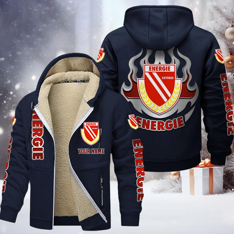 Energie Cottbus Gefütterte Kapuzenjacke - FCE Samt Zip-Hoodie (Ver.2) – Bild 7