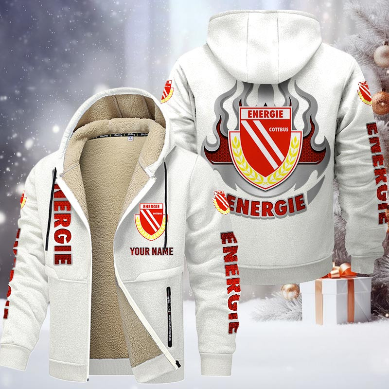 Energie Cottbus Gefütterte Kapuzenjacke - FCE Samt Zip-Hoodie (Ver.2) – Bild 9