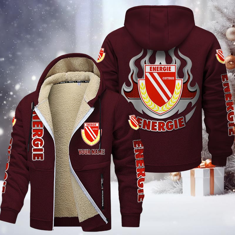 Energie Cottbus Gefütterte Kapuzenjacke - FCE Samt Zip-Hoodie (Ver.2) – Bild 10