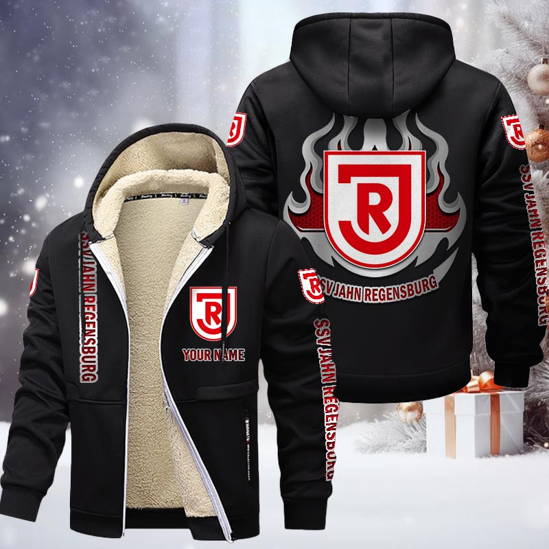 Jahn Regensburg Gefütterte Kapuzenjacke - SSV Samt Zip-Hoodie – Bild 3