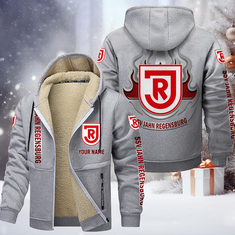 Jahn Regensburg Gefütterte Kapuzenjacke - SSV Samt Zip-Hoodie – Bild 6