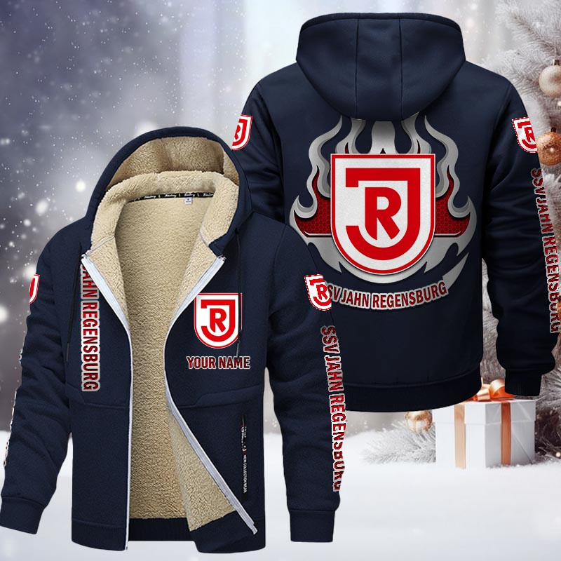 Jahn Regensburg Gefütterte Kapuzenjacke - SSV Samt Zip-Hoodie – Bild 7