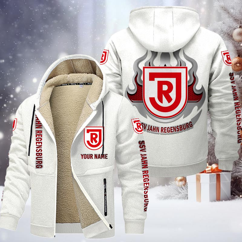 Jahn Regensburg Gefütterte Kapuzenjacke - SSV Samt Zip-Hoodie – Bild 9