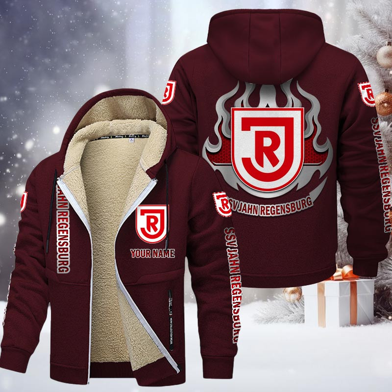 Jahn Regensburg Gefütterte Kapuzenjacke - SSV Samt Zip-Hoodie – Bild 10