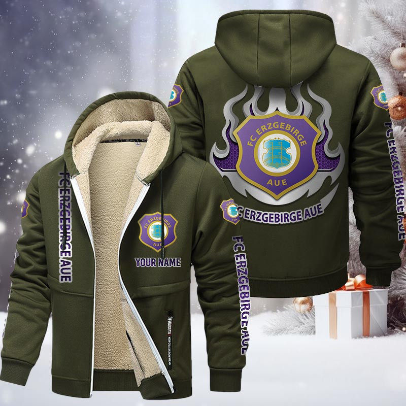 Erzgebirge Aue Gefütterte Kapuzenjacke - FCE Samt Zip-Hoodie