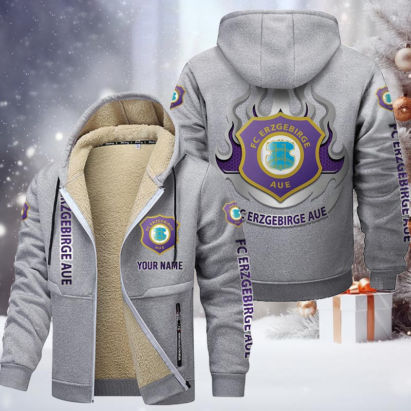 Erzgebirge Aue Gefütterte Kapuzenjacke - FCE Samt Zip-Hoodie – Bild 6