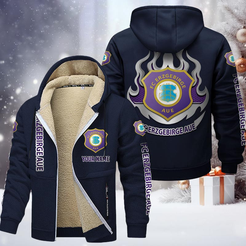Erzgebirge Aue Gefütterte Kapuzenjacke - FCE Samt Zip-Hoodie – Bild 7