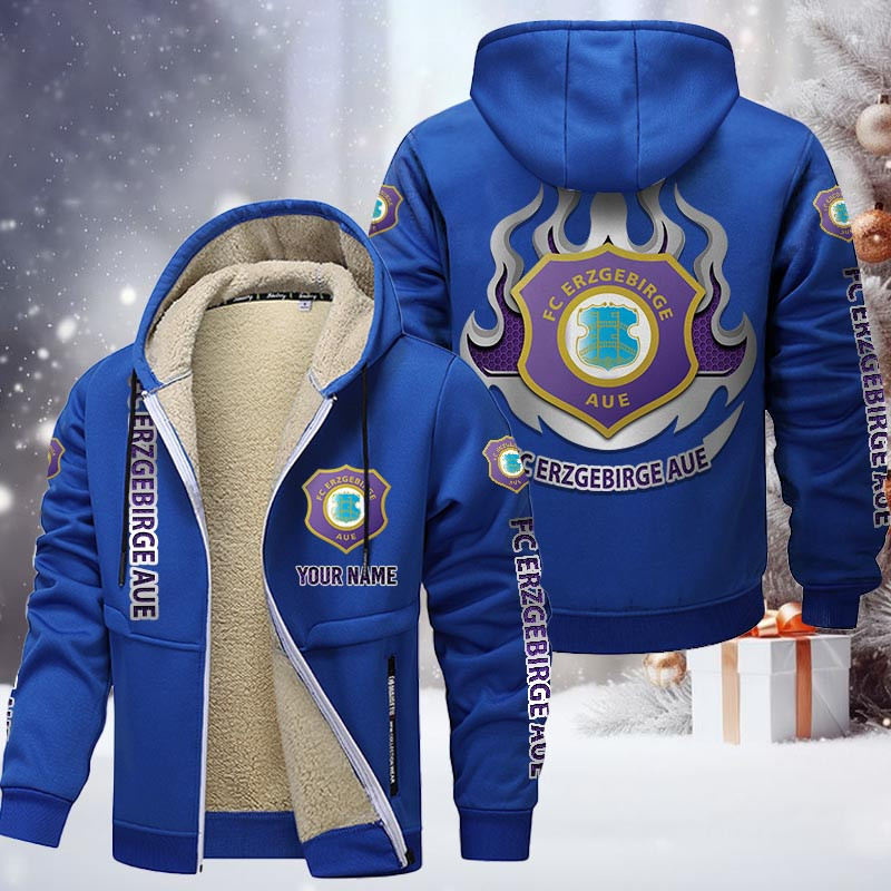 Erzgebirge Aue Gefütterte Kapuzenjacke - FCE Samt Zip-Hoodie – Bild 8