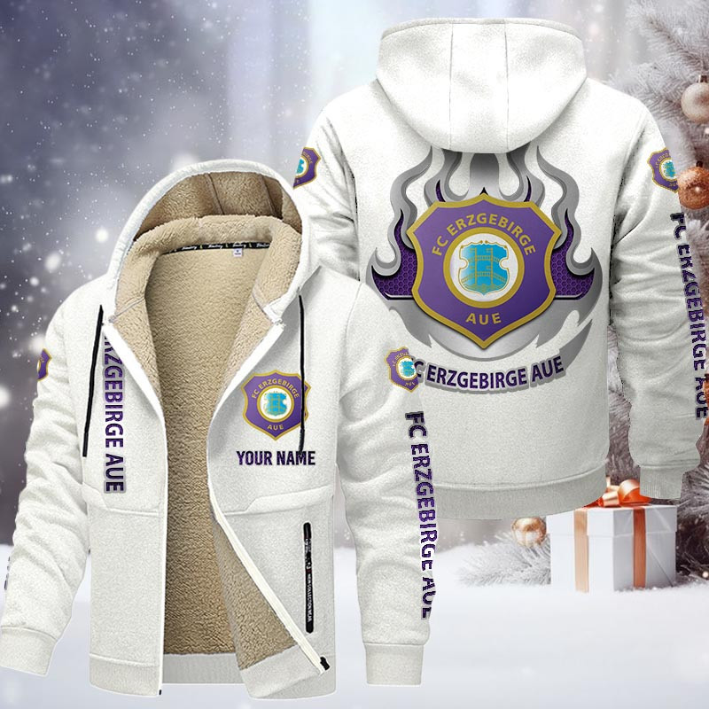 Erzgebirge Aue Gefütterte Kapuzenjacke - FCE Samt Zip-Hoodie – Bild 9