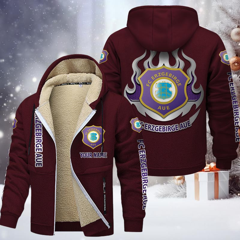 Erzgebirge Aue Gefütterte Kapuzenjacke - FCE Samt Zip-Hoodie – Bild 10