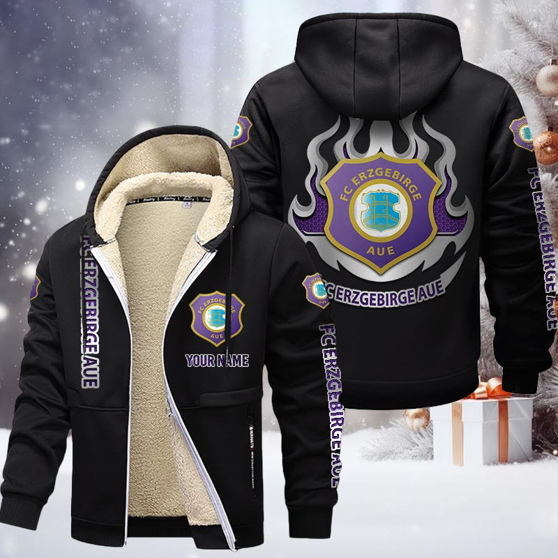 Erzgebirge Aue Gefütterte Kapuzenjacke - FCE Samt Zip-Hoodie – Bild 3