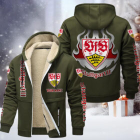 VfB Stuttgart II Gefütterte Kapuzenjacke – VFB Samt Zip-Hoodie