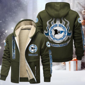 Arminia Bielefeld Gefütterte Kapuzenjacke – DSC Samt Zip-Hoodie