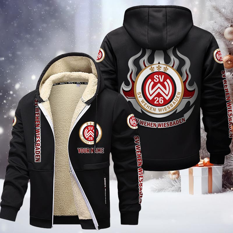 Wehen Wiesbaden Gefütterte Kapuzenjacke - SVW Samt Zip-Hoodie – Bild 3