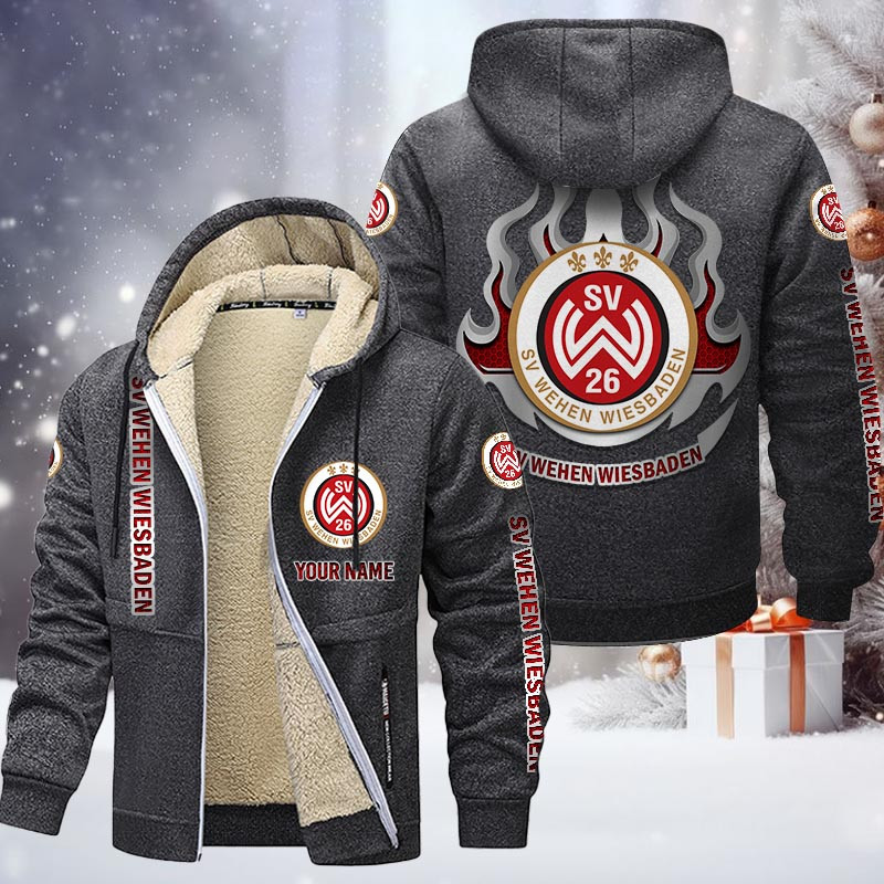 Wehen Wiesbaden Gefütterte Kapuzenjacke - SVW Samt Zip-Hoodie – Bild 5