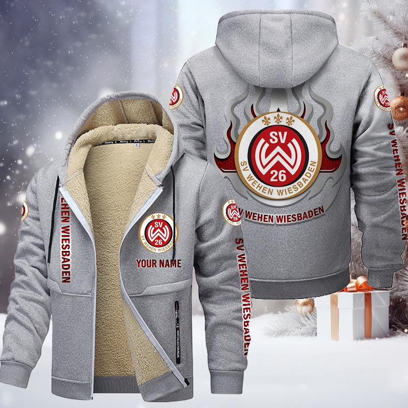 Wehen Wiesbaden Gefütterte Kapuzenjacke - SVW Samt Zip-Hoodie – Bild 6