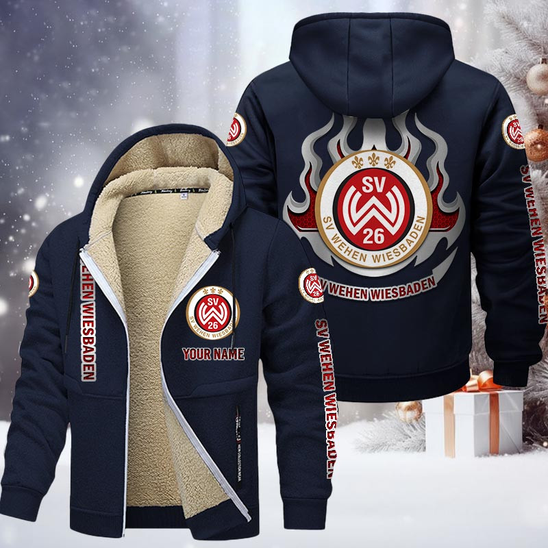 Wehen Wiesbaden Gefütterte Kapuzenjacke - SVW Samt Zip-Hoodie – Bild 7