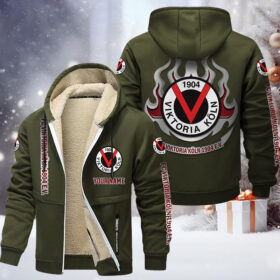 Viktoria Koln Gefütterte Kapuzenjacke – SVI Samt Zip-Hoodie